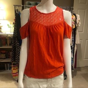 Old Navy Orange Cold Shoulder Blouse